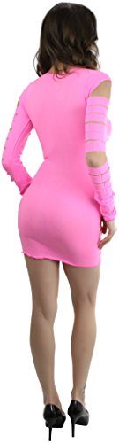 Image of ToBeInStyle Women's Stretch See Through Fishnet Novelty Mini Rave Party Dress