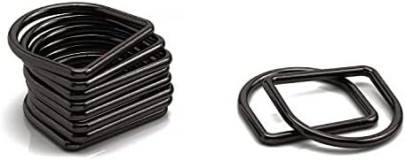 Trimming Shop Heavy-Duty Welded Metal D Ring Fasteners, Durable Buckles for Hand Bag, Webbing Strap, Purse, Dog Collars, Belts, DIY Projects, 25mm, Black, 10pcs