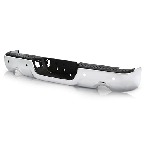 JSBOYAT Chrome Steel Rear Back Bumper Assembly Replacement for 09-18 Dodge Ram 1500 2500 3500 19-23 1500 Ram Classic 1 Package (with Sensor Holes & with Dual Exhaust)