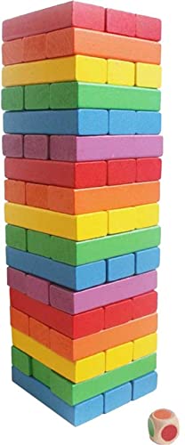 AUTHFORT Wooden 48 Pcs Colored Wooden Building Block Party Game, Tumbling Tower Game Toy (Multicolor) (B09K5N25Q9) Amazon Price History, Amazon Price Tracker