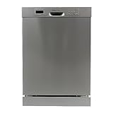West Bend Dishwasher 24-Inch Built In with 3 Wash Options and Automatic Cycles, Stainless Steel Construction with Electronic Control LED Display, Low Noise Rating, 57 dBA, Metallic