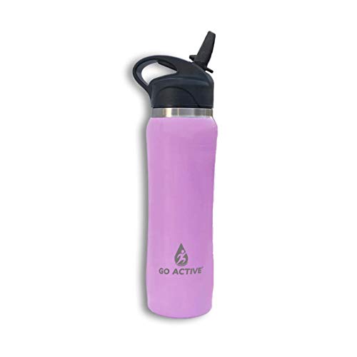 GO Active Stainless Steel Insulated Water Bottle with Flip Straw and Sweat-Proof Rubber