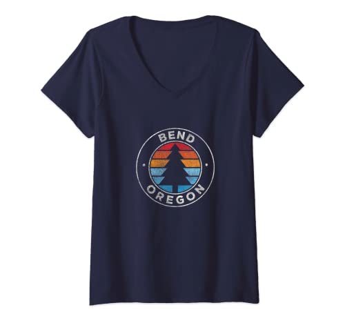 Womens Bend Oregon OR Vintage Graphic Retro 70s V-Neck T-Shirt
