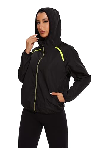 NINGMI Black Waterproof Hooded Raincoat for Women, Large - Image 4