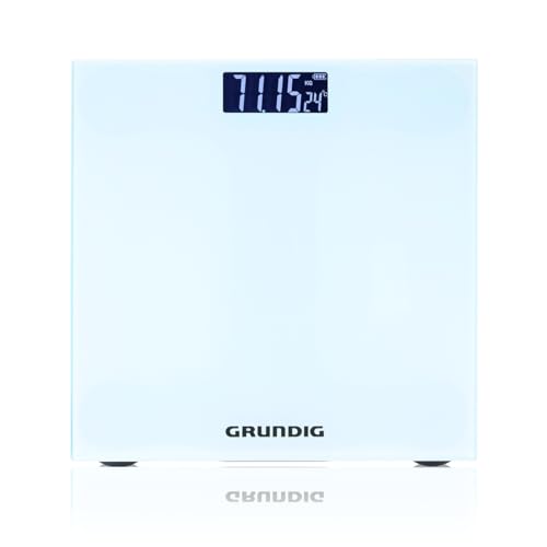 Grundig Bascula de Baño Digital   Balanza Peso Corporal hasta 180kg   Báscula Inteligente para Medidas de Peso Corporal en kg/lb   Báscula de Peso hasta 500gr Precisa   con Pantalla Digital   Blanco