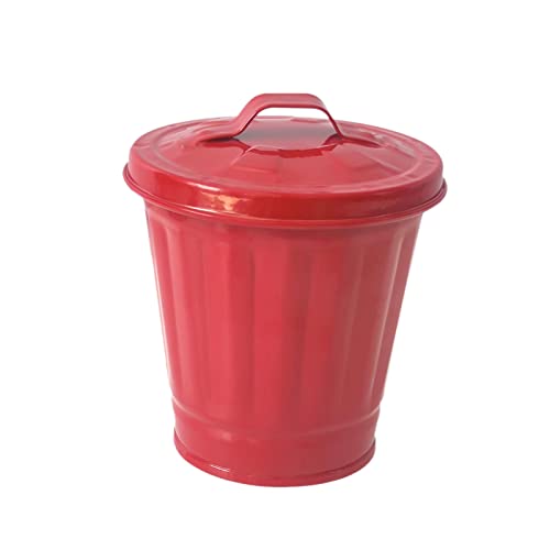 Image of Mini Trash can & Iron Garbage can Pencil Cup Holder 2pcs (Red)