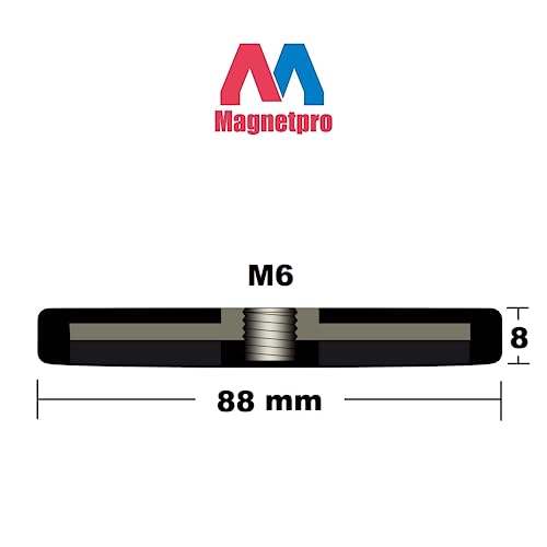 Image of Magnetpro 2 Pieces Strong Rubber Coated Mounting Magnets 120 LB | Anti-Scratch, Over 120 LB Adhesive Power, with M6 Thread Hole and Bolts