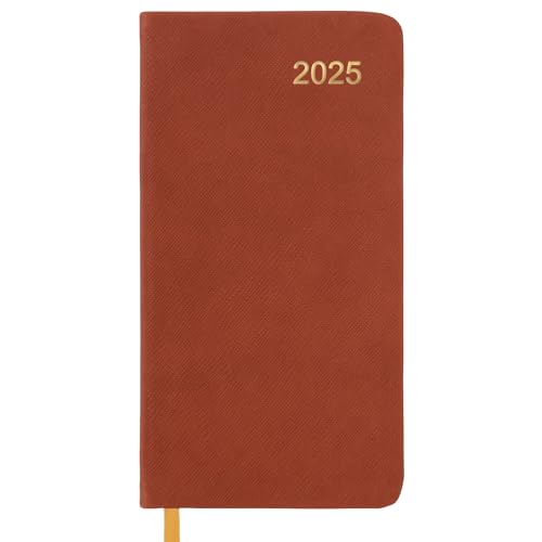 2025 Textured Cover Weekly Planner/Pocket Calendar, 4'x7': 14 Months (November 2024 - December 2025) / Weekly Planner Organizer (Brown)