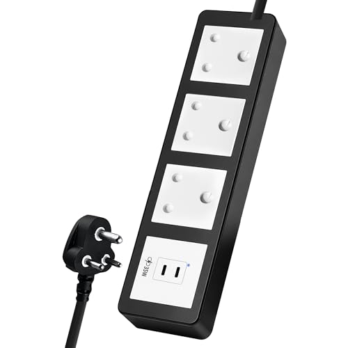 Image of MX 35W Extension Board PD GaN Charger Super Fast Charging 2 Type-C, 3 Indian 16A Sockets (2600W) Multiport Desktop Power Strip for iPhone Android Laptop Tablet Charging Station 1.5M Cable