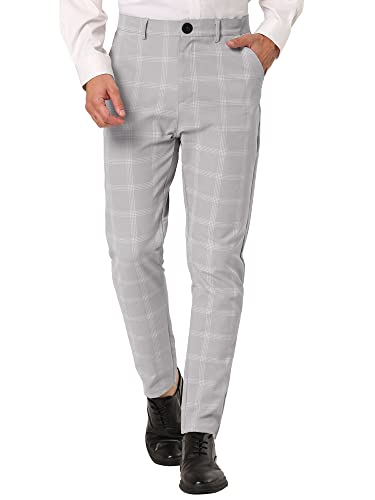 Lars Amadeus Men's Dress Plaid Pants Slim Fit Flat Front Business Pencil Trousers with Pockets