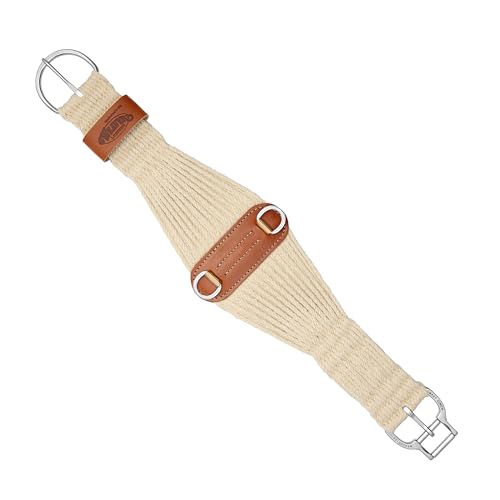 Weaver Equine 30 Roper Mohair Cinch Mohair Blend 27 Strand Saddle Cinch Girth with Roll Snug Smart Buckle Western Horse Riding Supplies Natural