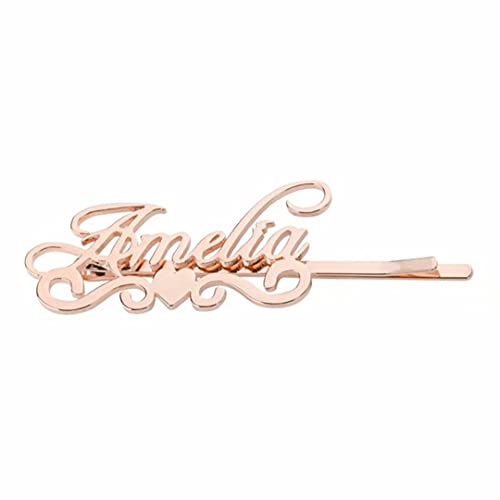 Personalized Hair Clip Custom Name Hair Pins Barrettes Silver Rose Gold Letter Jewelry Gift for Women Girls Christmas Valentine Day