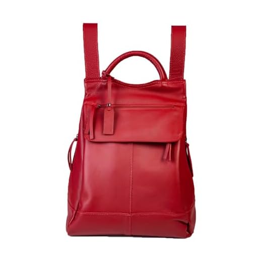 Mochila Feminina de Couro Legítimo Malu – Compacta, Resistente e Elegante com 6 Bolsos, Bolso Antifurto e Alças Ajustáveis – Ideal para Trabalho, Passeios e Viagens – 5L (Marsala)