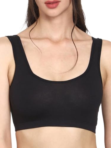 Image of Mysha Women's 100% Pure Cotton Stretchable Wireless Sports Bra - Soft, Breathable, Non-Padded & Seamless