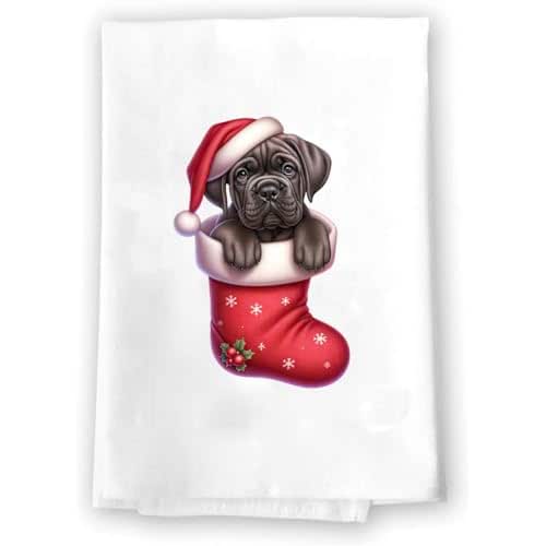 Adorable Christmas Stocking Kitchen Hand Towel Cane Corso
