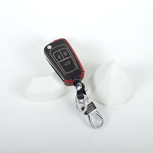 Image of Leather Car Key Cover for Chevrolet Cruze Car Remote Key (Black)