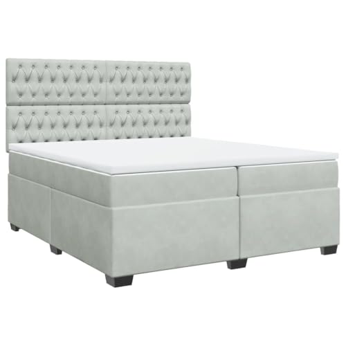 Doppelbetten Seniorenbett,Boxspringbett mit Matratze Hellgrau 200x200 cm Samt,Betten für Schlafzimmer Gästezimmer – Bild 5
