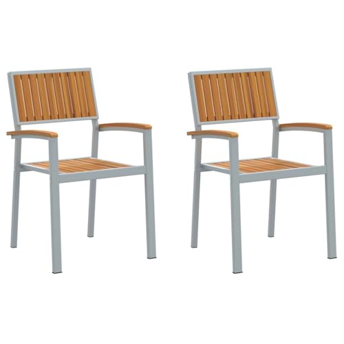 HFXHIJXQ Lot de 2 Chaises de Jardin Empilables en Bois dAcacia Massif - Fauteuils dExtérieur pour...