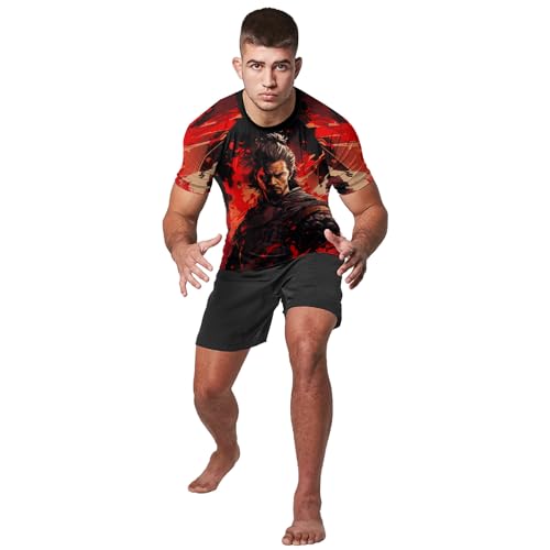 Workout Compression Shirt, Mens Rash Guard Short Sleeve, Jiu Jitsu Rash Guard Men Breathable Fabric4