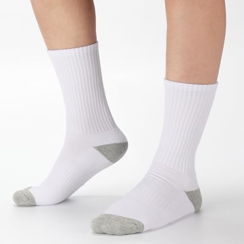 Image of Ultrafun 5 Pairs Striped Crew Socks Cotton Cushioned Athletic Sports Running Socks for Men Women Teens