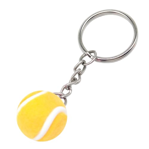 Llavero de pelota de tenis, bonito colgante, llavero deportivo colorido de tenis en miniatura con resina, accesorio decorativo vibrante para llaves de coche, recompensas escolares, decoración de