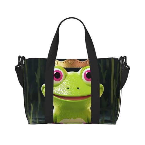 Sac de voyage motif grenouille étanche noir avec bandoulière réglable taille unique