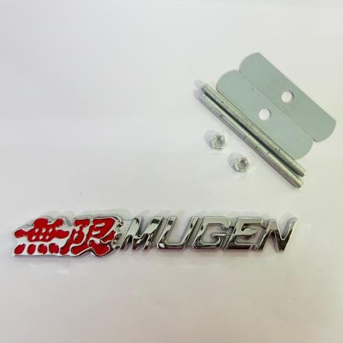 Image of Emblems for Car & Bike Metal Lo.go and Grill Me.tal Lo.go, Auto Accessories for Car Emblem 3D Badge Auto Racing Sport Sticker Grand Tourer Decal. (RED Chrome Mugen Grill Metal Logo.)