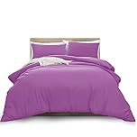 MOONLIGHT20015 Double Duvet Cover Set Purple Solid Soft Double Bedding Duvet Cover with 2 Matching Pillowcases