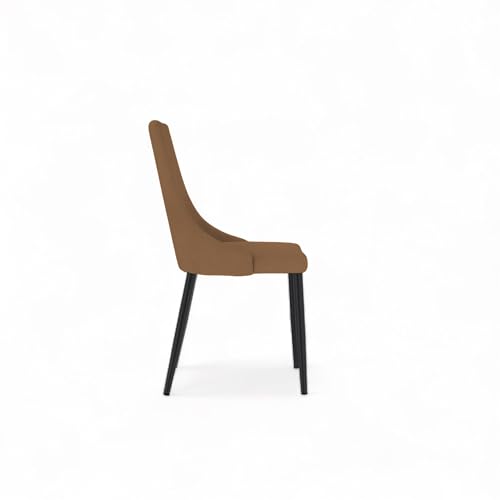 Image of Finch Fox Taskpro Modern Unique Velvet Upholstered Seating Living Room Dining Chair with Black Metal Legs in Tan Color
