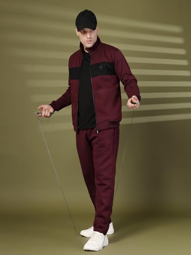 Image of CHKOKKO Track Suit For Man High Neck Winter Tracksuit Men Full Zip Jacket With Elastic Waist Lower And Soft Sports Activewear Set For Gym Running And Casual Use