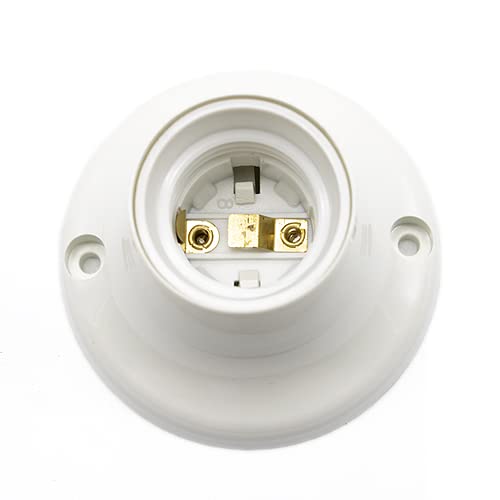 CABLEPELADO Portalámparas E27 zócalo recto | Soporte de lámpara para pared | base apliques portalámparas | casquillo E27 | 4A 250V | Fácil de instalar | Blanco