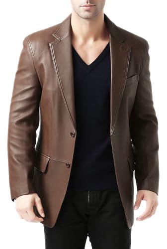 BGSD Men Jacob 2-Button New Zealand Lambskin Leather Blazer Sport Coat Jacket (Also available in Big and Tall and Short)