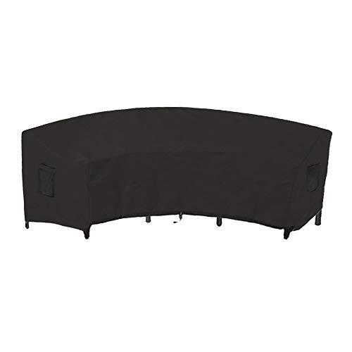Yolaka Garden Furniture Covers Outdoor Sectional Curved Sofa Protector for Half-Moon Couch sets Large Size 483x91x99 Black