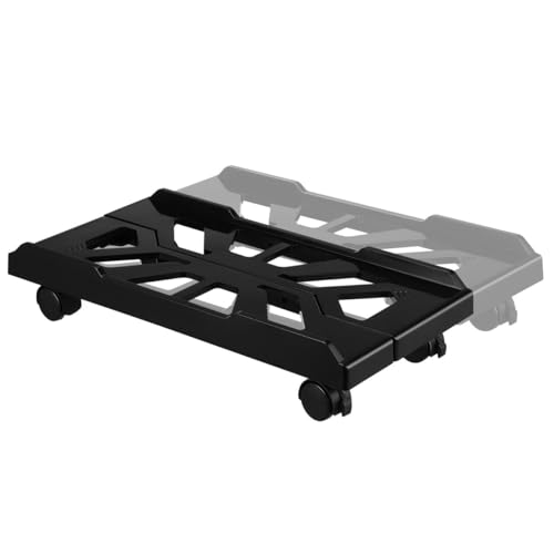 Support tour d'ordinateur réglable ABS noir chariot PC télescopique à roulettes
