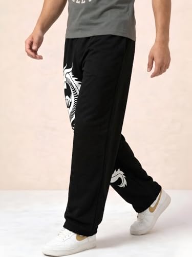 Tedwoods Men’s Dragon Print Baggy Pants Black - Image 4