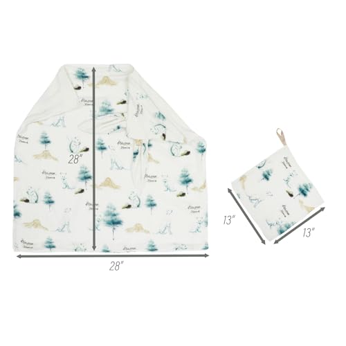 Image of Baby Hooded Towel Set：28 inchx28 inch Inch Bamboo Viscose & Cotton Muslin,Ultra Soft Bunny Ear Hood with Cat,Squirrel and Dog Print - Absorbent Bath /Swim Towel for Newborn Toddler (Cat and Dog)