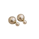 Vintage Pearl Ear Jacket Earrings - Double Sided Pearl Front Back Statement Earrings for Women Wedding Jewelry (White)
