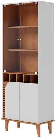 Cristaleira Jurerê 4 Portas 2 Prateleiras Off White/Freijó - Colibri