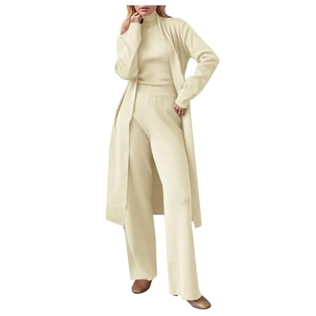 2026 Frühling Herbst 3-teiliges Damen-Strickanzug-Set Strickhose Anzug Mode