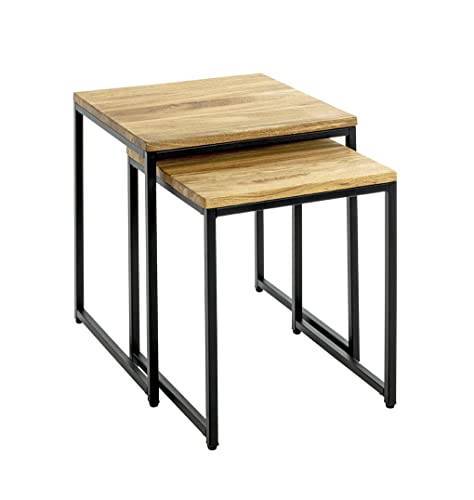 Table d'appoint en chêne massif HAKU lot de 2 tables basses de salon style moderne - 2