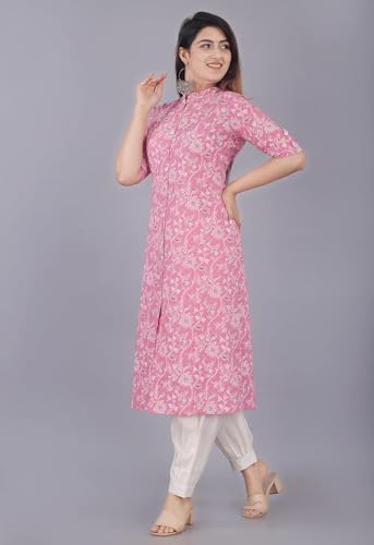 Image of Women Printed Collar Neck Half Sleeve Regular Fit Formal Kurti for Women's
