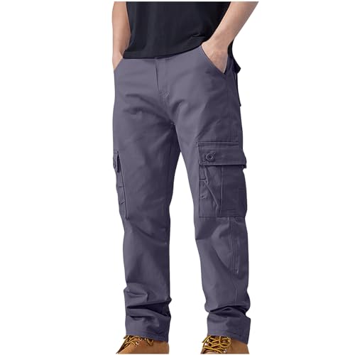 Premium Cargo Jeans for Men Thick Workwear Trousers Cotton Solid Multi Pockets Straight Leg Pants Denim Trousers