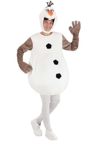 Fun Costumes Adult Disney Frozen Olaf Halloween Costume for Men and Women | Body Piece with Leggings, Headpiece, Hand and Shoe Covers, White (X-Large)