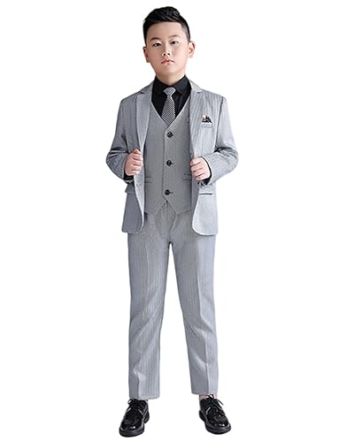 Costume à chevrons garçon coupe haut de gamme et finitions tailleur premium