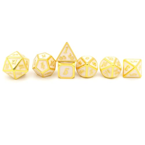 Dados de metal poliédricos de aleación de zinc juego de 7 dorados resistentes para juegos de mesa 4