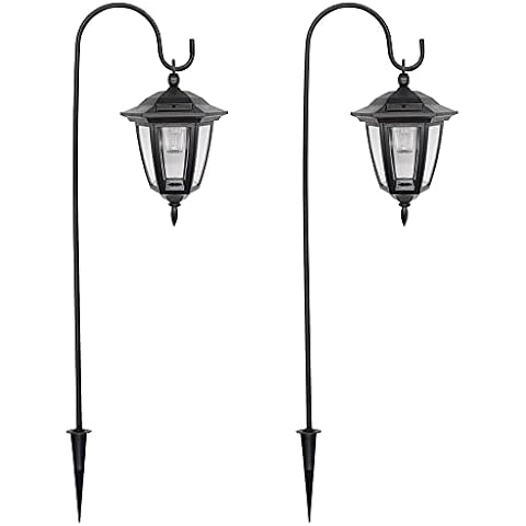 MAGGIFT 34 Inch Hanging Solar Lights Dual Use Shepherd Hook Lights with 2 Shepherd Hooks Outdoor Solar Coach Lights, 2 Pack Cover