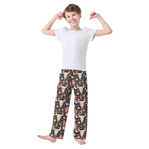 Vdsrup Cow Skull Pajama Pants Cactus Stars Moon Pajama Bottoms Soft Sleep Pjs Lounge Pants S