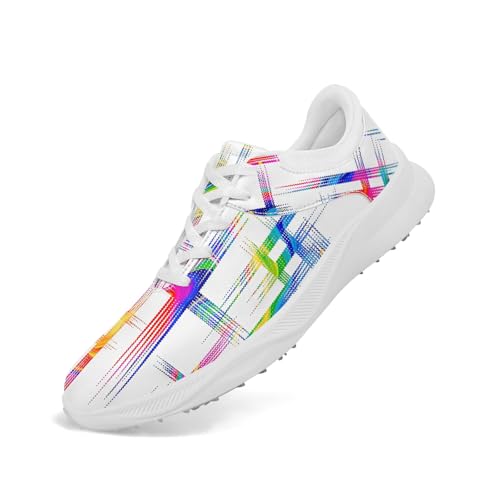 Spikeless Golf Shoes for Men & Women, Breathable Golf Sneakers Colorful Abstract Art Sports Walking Shoes Fashion Footwear