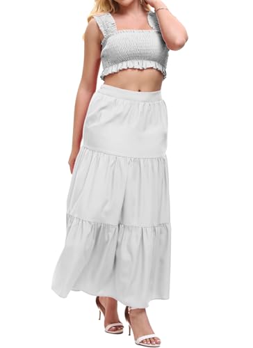 Image of Women's 2 Piece Beach Skirts Sexy Party Dress Crop Top and Long Skirt Sets