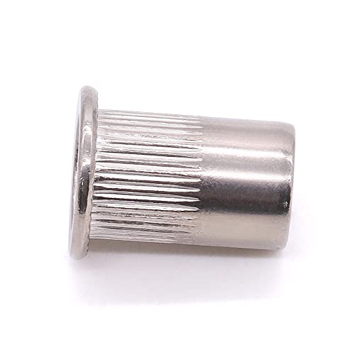 Image of M10-1.5 x 21mm Rivet Nut Stainless Steel 304 (18 /8), UNC Flat Head Threaded Insert Rivnuts, Knurled Body, 25 PCS